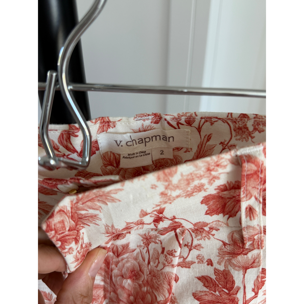 V. Chapman Red Floral Toile Print Pants - Picture 4 of 6